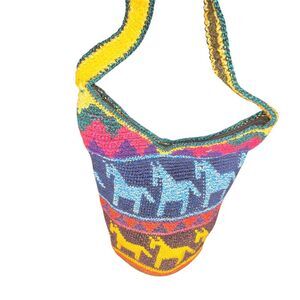 Handwoven Multicolor Horse Pattern Shoulder Bag /purse/handbag‎
